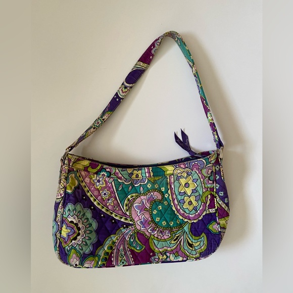 Vera Bradley Paisley Print Purse Zippered Closure Purple and Teal - Picture 1 of 16